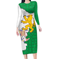Radnorshire Wales Long Sleeve Bodycon Dress Map and Emblem Celtic Style - Wonder Print Shop