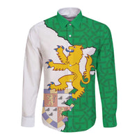 Radnorshire Wales Long Sleeve Button Shirt Map and Emblem Celtic Style - Wonder Print Shop