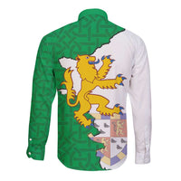 Radnorshire Wales Long Sleeve Button Shirt Map and Emblem Celtic Style - Wonder Print Shop