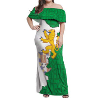 Radnorshire Wales Off Shoulder Maxi Dress Map and Emblem Celtic Style - Wonder Print Shop