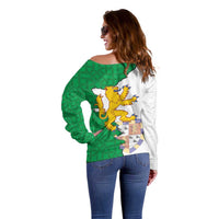 Radnorshire Wales Off Shoulder Sweater Map and Emblem Celtic Style - Wonder Print Shop