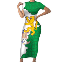 Radnorshire Wales Short Sleeve Bodycon Dress Map and Emblem Celtic Style - Wonder Print Shop