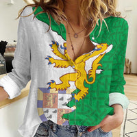 Radnorshire Wales Women Casual Shirt Map and Emblem Celtic Style - Wonder Print Shop