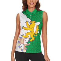 Radnorshire Wales Women Sleeveless Polo Shirt Map and Emblem Celtic Style - Wonder Print Shop