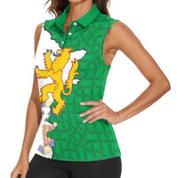 Radnorshire Wales Women Sleeveless Polo Shirt Map and Emblem Celtic Style - Wonder Print Shop