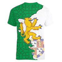 Radnorshire Wales Women V-Neck T-Shirt Map and Emblem Celtic Style - Wonder Print Shop