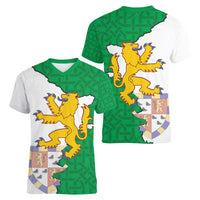 Radnorshire Wales Women V-Neck T-Shirt Map and Emblem Celtic Style - Wonder Print Shop
