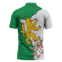 Radnorshire Wales Zipper Polo Shirt Map and Emblem Celtic Style - Wonder Print Shop