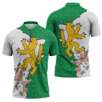 Radnorshire Wales Zipper Polo Shirt Map and Emblem Celtic Style - Wonder Print Shop