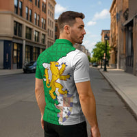 Radnorshire Wales Zipper Polo Shirt Map and Emblem Celtic Style - Wonder Print Shop