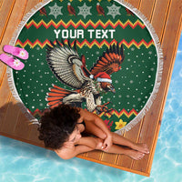 Personalized Radnorshire Wales Christmas Beach Blanket Red-Tailed Hawk Design - Wonder Print Shop