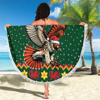 Personalized Radnorshire Wales Christmas Beach Blanket Red-Tailed Hawk Design - Wonder Print Shop