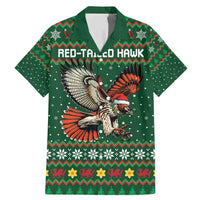 Personalized Radnorshire Wales Christmas Family Matching Mermaid Dress and Hawaiian Shirt Red-Tailed Hawk Design - Wonder Print Shop