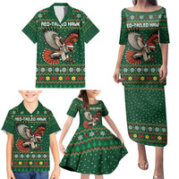 Personalized Radnorshire Wales Christmas Family Matching Puletasi and Hawaiian Shirt Red-Tailed Hawk Design - Wonder Print Shop