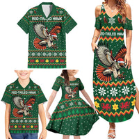 Personalized Radnorshire Wales Christmas Family Matching Summer Maxi Dress and Hawaiian Shirt Red-Tailed Hawk Design - Wonder Print Shop