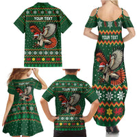 Personalized Radnorshire Wales Christmas Family Matching Summer Maxi Dress and Hawaiian Shirt Red-Tailed Hawk Design - Wonder Print Shop