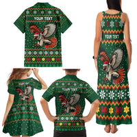 Personalized Radnorshire Wales Christmas Family Matching Tank Maxi Dress and Hawaiian Shirt Red-Tailed Hawk Design - Wonder Print Shop