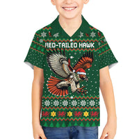 Personalized Radnorshire Wales Christmas Family Matching Tank Maxi Dress and Hawaiian Shirt Red-Tailed Hawk Design - Wonder Print Shop