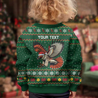 Personalized Radnorshire Wales Christmas Kid Ugly Christmas Sweater Red-Tailed Hawk Design - Wonder Print Shop