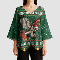 Personalized Radnorshire Wales Christmas Kimono Sleeve Blouse Red-Tailed Hawk Design - Wonder Print Shop