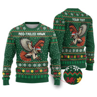 Personalized Radnorshire Wales Christmas Ugly Christmas Sweater Red-Tailed Hawk Design - Wonder Print Shop