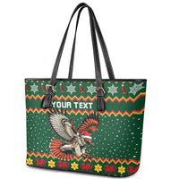 Personalized Radnorshire Wales Christmas Leather Tote Bag Red-Tailed Hawk Design - Wonder Print Shop