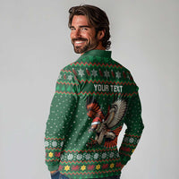 Personalized Radnorshire Wales Christmas Long Sleeve Polo Shirt Red-Tailed Hawk Design - Wonder Print Shop