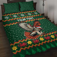 Personalized Radnorshire Wales Christmas Quilt Bed Set Red-Tailed Hawk Design - Wonder Print Shop