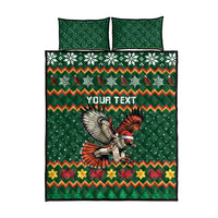 Personalized Radnorshire Wales Christmas Quilt Bed Set Red-Tailed Hawk Design - Wonder Print Shop