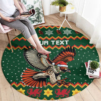 Personalized Radnorshire Wales Christmas Round Carpet Red-Tailed Hawk Design - Wonder Print Shop