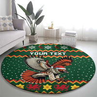 Personalized Radnorshire Wales Christmas Round Carpet Red-Tailed Hawk Design - Wonder Print Shop