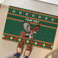 Personalized Radnorshire Wales Christmas Rubber Doormat Red-Tailed Hawk Design - Wonder Print Shop