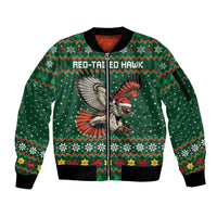 Personalized Radnorshire Wales Christmas Sleeve Zip Bomber Jacket Red-Tailed Hawk Design - Wonder Print Shop