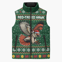 Personalized Radnorshire Wales Christmas Sleeveless Puffer Jacket Red-Tailed Hawk Design - Wonder Print Shop