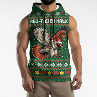 Personalized Radnorshire Wales Christmas Sleeveless Zip Hoodie Red-Tailed Hawk Design - Wonder Print Shop