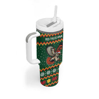 Personalized Radnorshire Wales Christmas Tumbler With Handle Red-Tailed Hawk Design - Wonder Print Shop