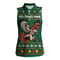 Personalized Radnorshire Wales Christmas Women Sleeveless Polo Shirt Red-Tailed Hawk Design - Wonder Print Shop