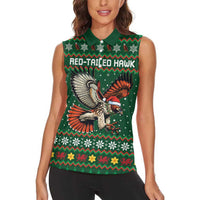 Personalized Radnorshire Wales Christmas Women Sleeveless Polo Shirt Red-Tailed Hawk Design - Wonder Print Shop