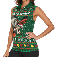 Personalized Radnorshire Wales Christmas Women Sleeveless Polo Shirt Red-Tailed Hawk Design - Wonder Print Shop