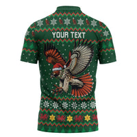 Personalized Radnorshire Wales Christmas Zipper Polo Shirt Red-Tailed Hawk Design - Wonder Print Shop