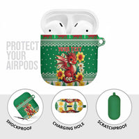 Personalized Wales Christmas AirPods Case Cute Red Welsh Dragon and Daffodils - Wonder Print Shop