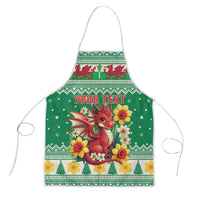 Personalized Wales Christmas Apron Cute Red Welsh Dragon and Daffodils - Wonder Print Shop