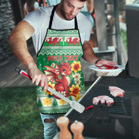 Personalized Wales Christmas Apron Cute Red Welsh Dragon and Daffodils - Wonder Print Shop