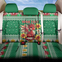 Personalized Wales Christmas Back Car Seat Cover Cute Red Welsh Dragon and Daffodils - Wonder Print Shop