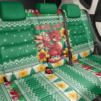 Personalized Wales Christmas Back Car Seat Cover Cute Red Welsh Dragon and Daffodils - Wonder Print Shop