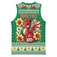 Personalized Wales Christmas Basketball Jersey Cute Red Welsh Dragon and Daffodils - Wonder Print Shop