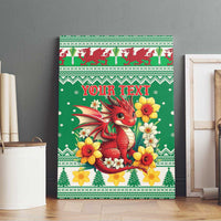 Personalized Wales Christmas Canvas Wall Art Cute Red Welsh Dragon and Daffodils - Wonder Print Shop