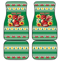 Personalized Wales Christmas Car Mats Cute Red Welsh Dragon and Daffodils - Wonder Print Shop