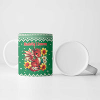 Personalized Wales Christmas Ceramic Mug Cute Red Welsh Dragon and Daffodils - Wonder Print Shop