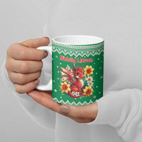 Personalized Wales Christmas Ceramic Mug Cute Red Welsh Dragon and Daffodils - Wonder Print Shop